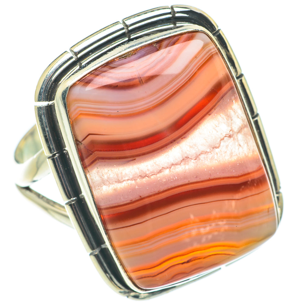 Red Botswana Agate Rings handcrafted by Anasilvercos - RING65131