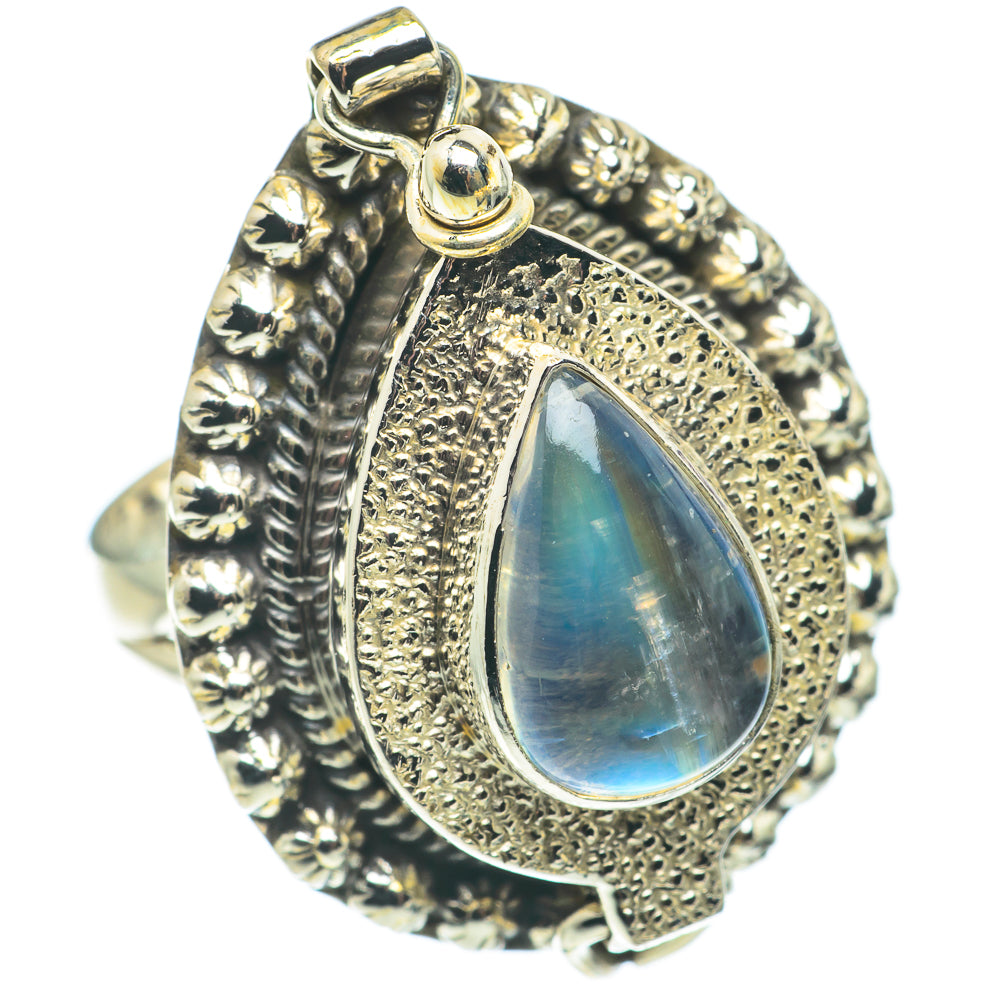 Rainbow Moonstone Rings handcrafted by Anasilvercos - RING65140