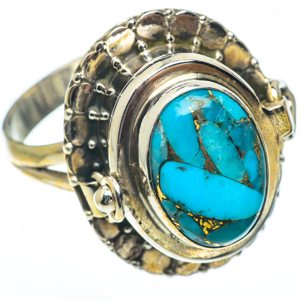 Blue Copper Composite Turquoise Rings handcrafted by Anasilvercos - RING65151