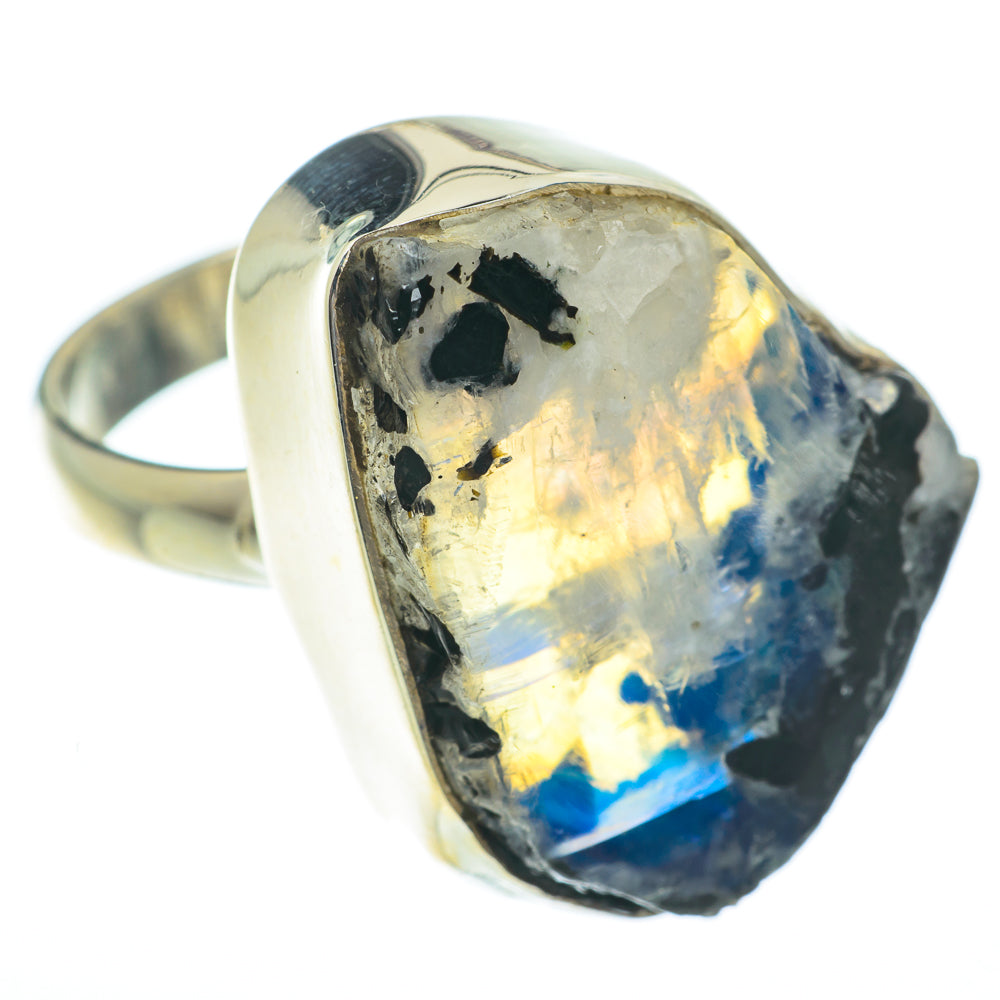Rainbow Moonstone Rings handcrafted by Anasilvercos - RING65228