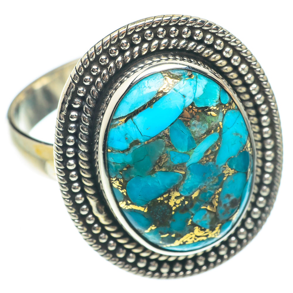 Blue Copper Composite Turquoise Rings handcrafted by Anasilvercos - RING65260