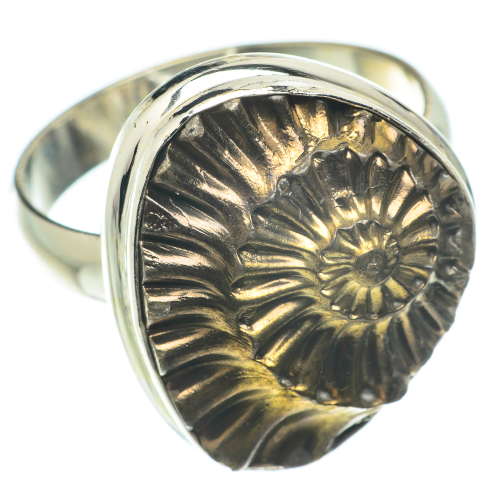 Pyrite Fossil Rings handcrafted by Anasilvercos - RING65274