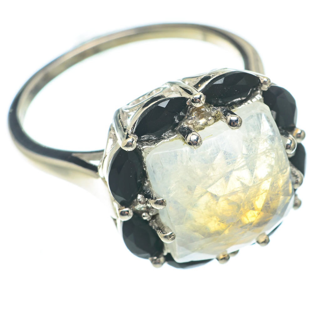 Rainbow Moonstone Rings handcrafted by Anasilvercos - RING65342
