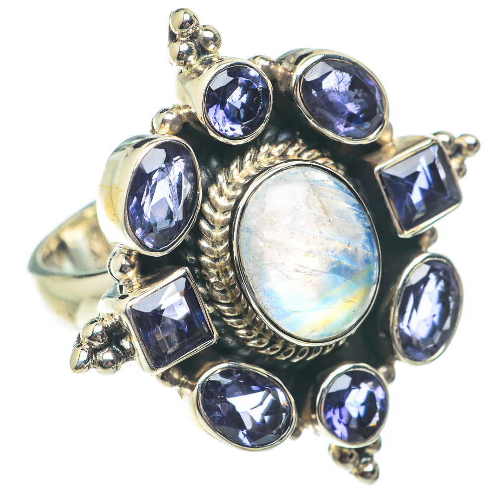 Rainbow Moonstone Rings handcrafted by Anasilvercos - RING65391