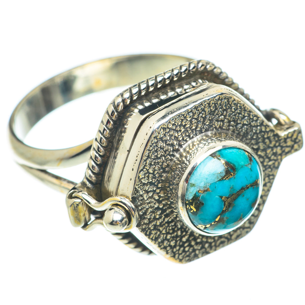 Blue Copper Composite Turquoise Rings handcrafted by Anasilvercos - RING65461
