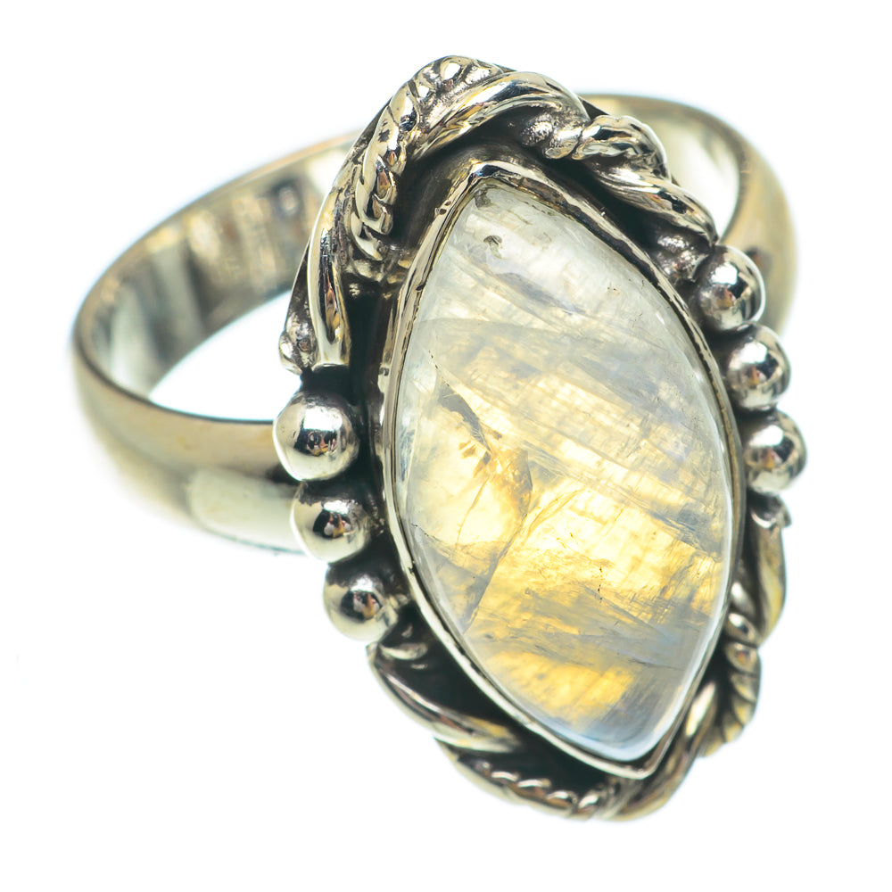Rainbow Moonstone Rings handcrafted by Anasilvercos - RING65479