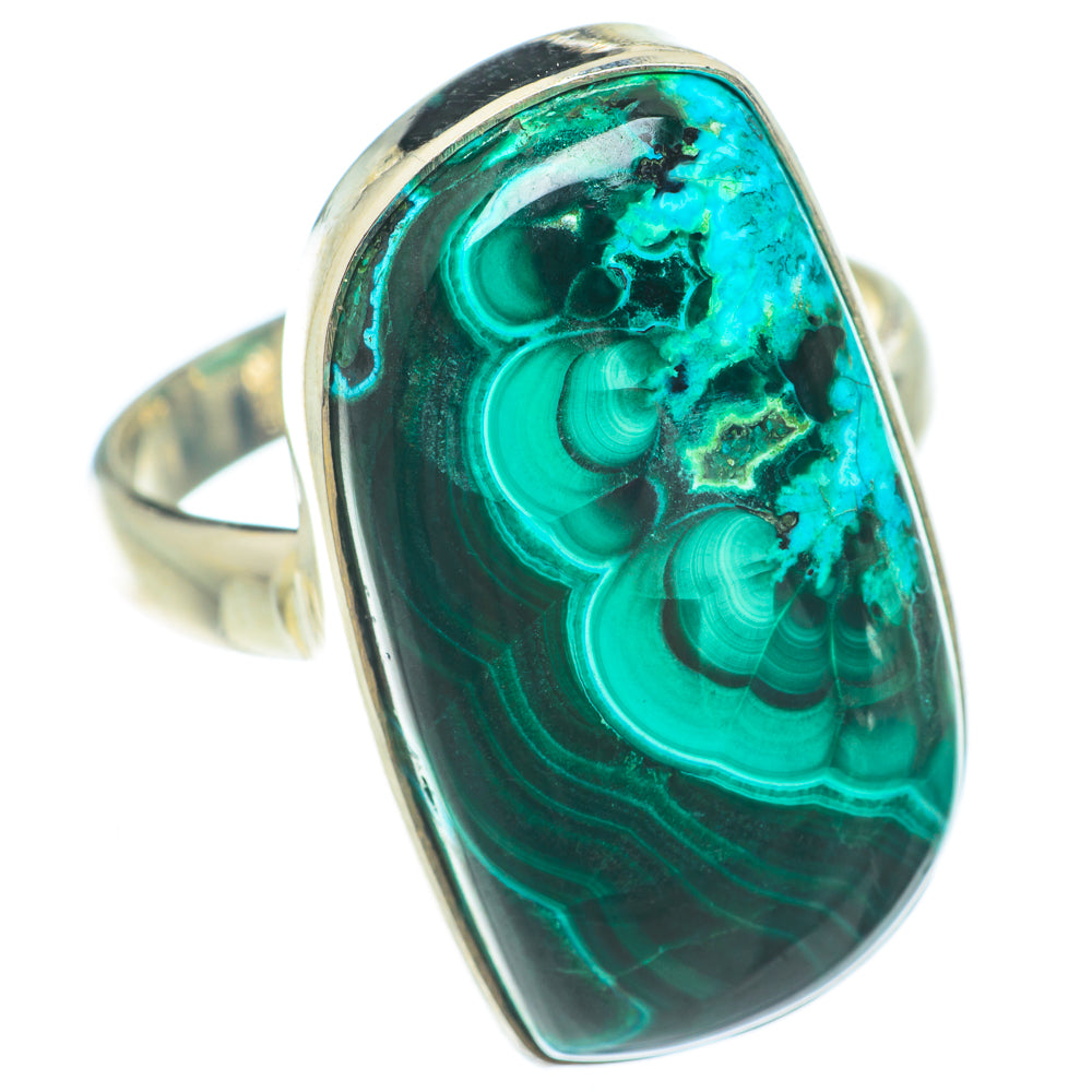Malachite In Chrysocolla Rings handcrafted by Anasilvercos - RING65491