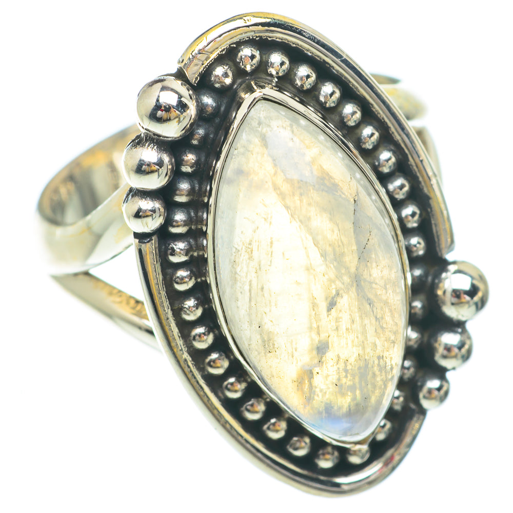 Rainbow Moonstone Rings handcrafted by Anasilvercos - RING65504
