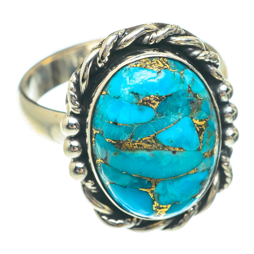 Blue Copper Composite Turquoise Rings handcrafted by Anasilvercos - RING65511