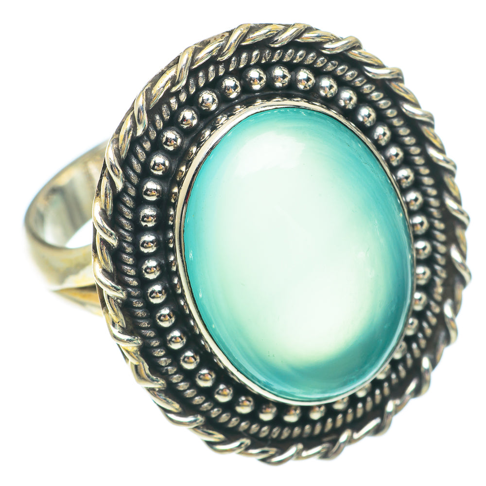 Aqua Chalcedony Rings handcrafted by Anasilvercos - RING65553