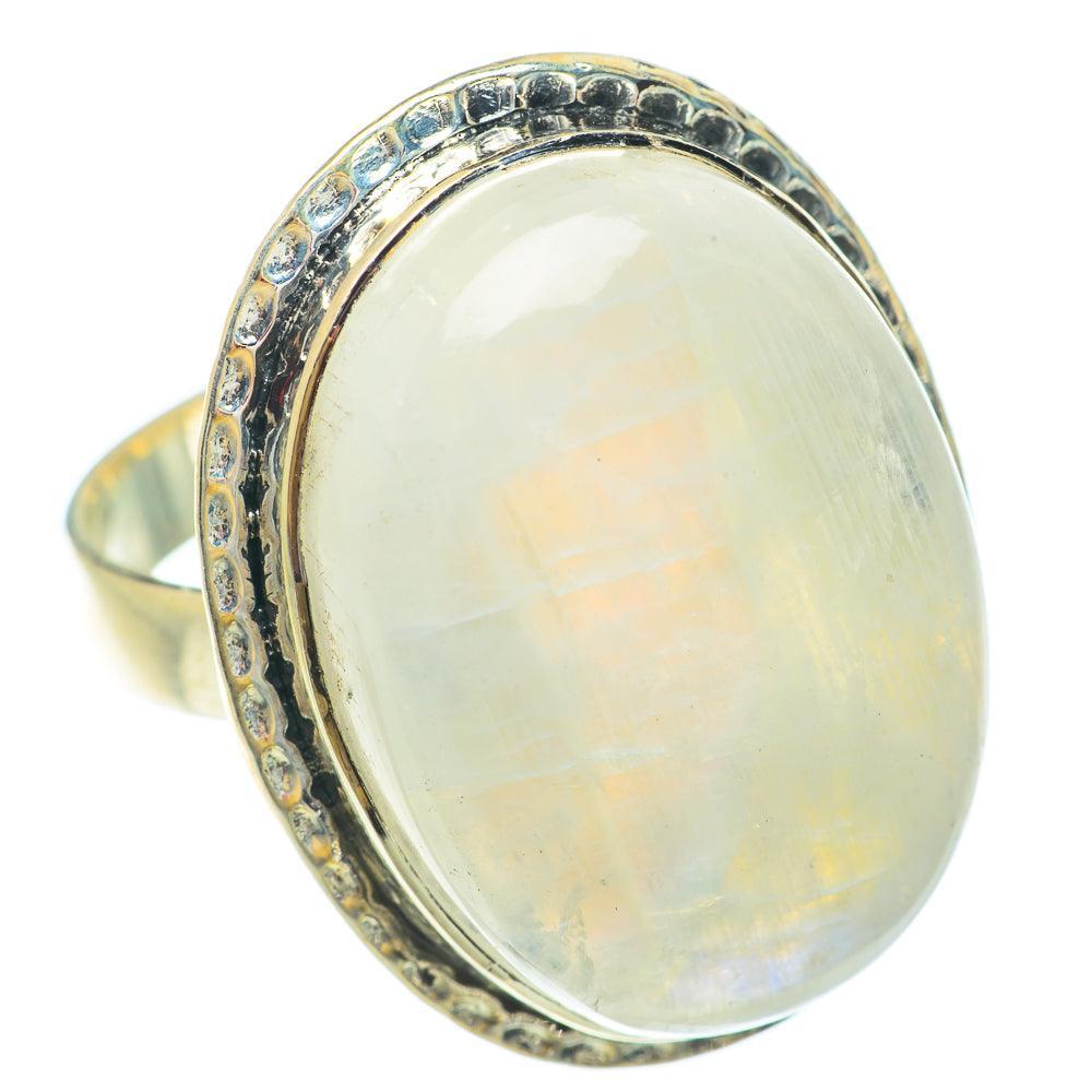 Rainbow Moonstone Rings handcrafted by Anasilvercos - RING65617