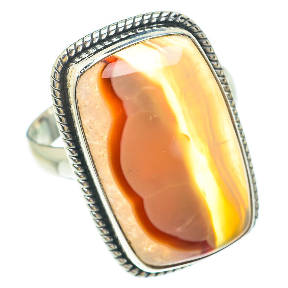 Orange Botswana Agate Rings handcrafted by Anasilvercos - RING65636