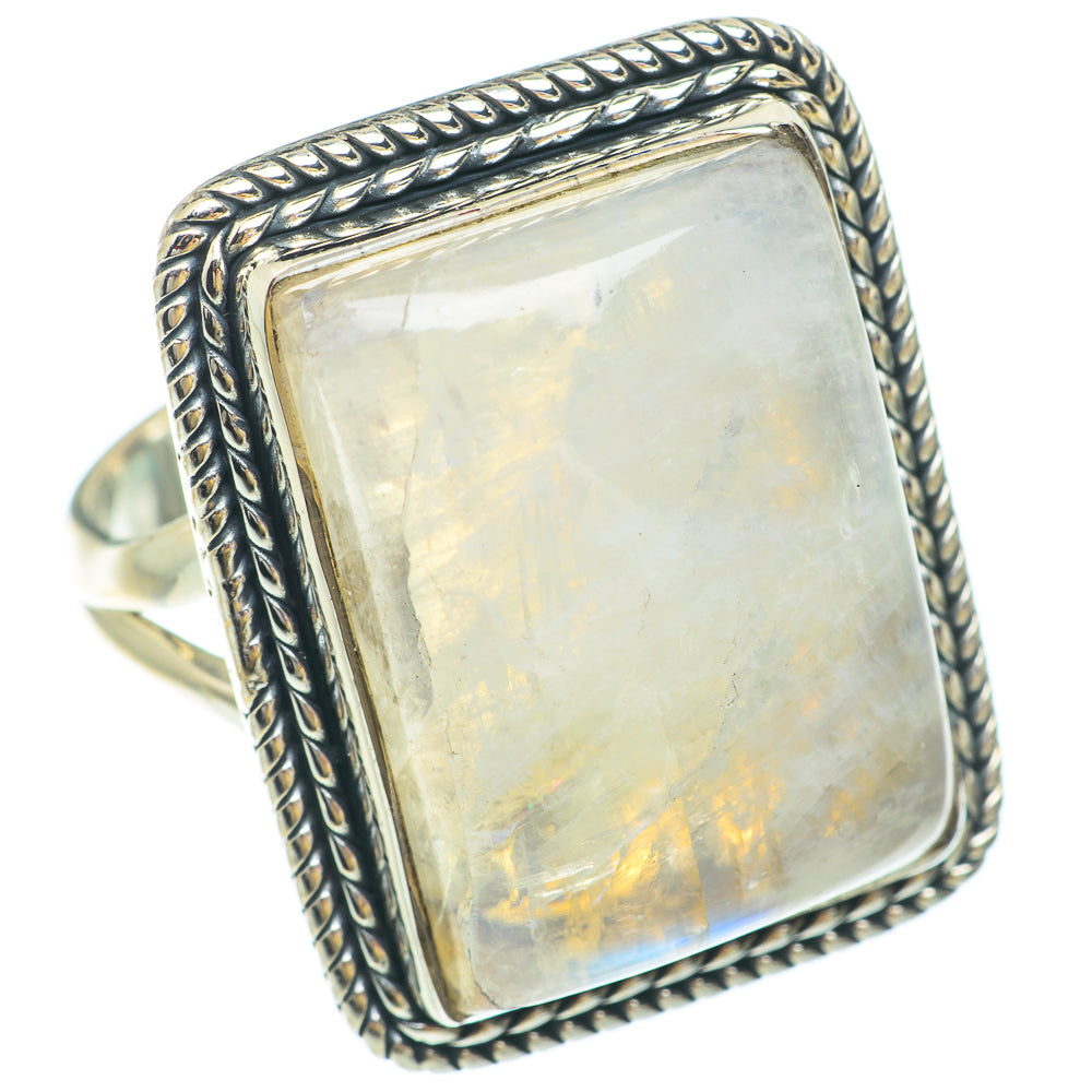 Rainbow Moonstone Rings handcrafted by Anasilvercos - RING65644