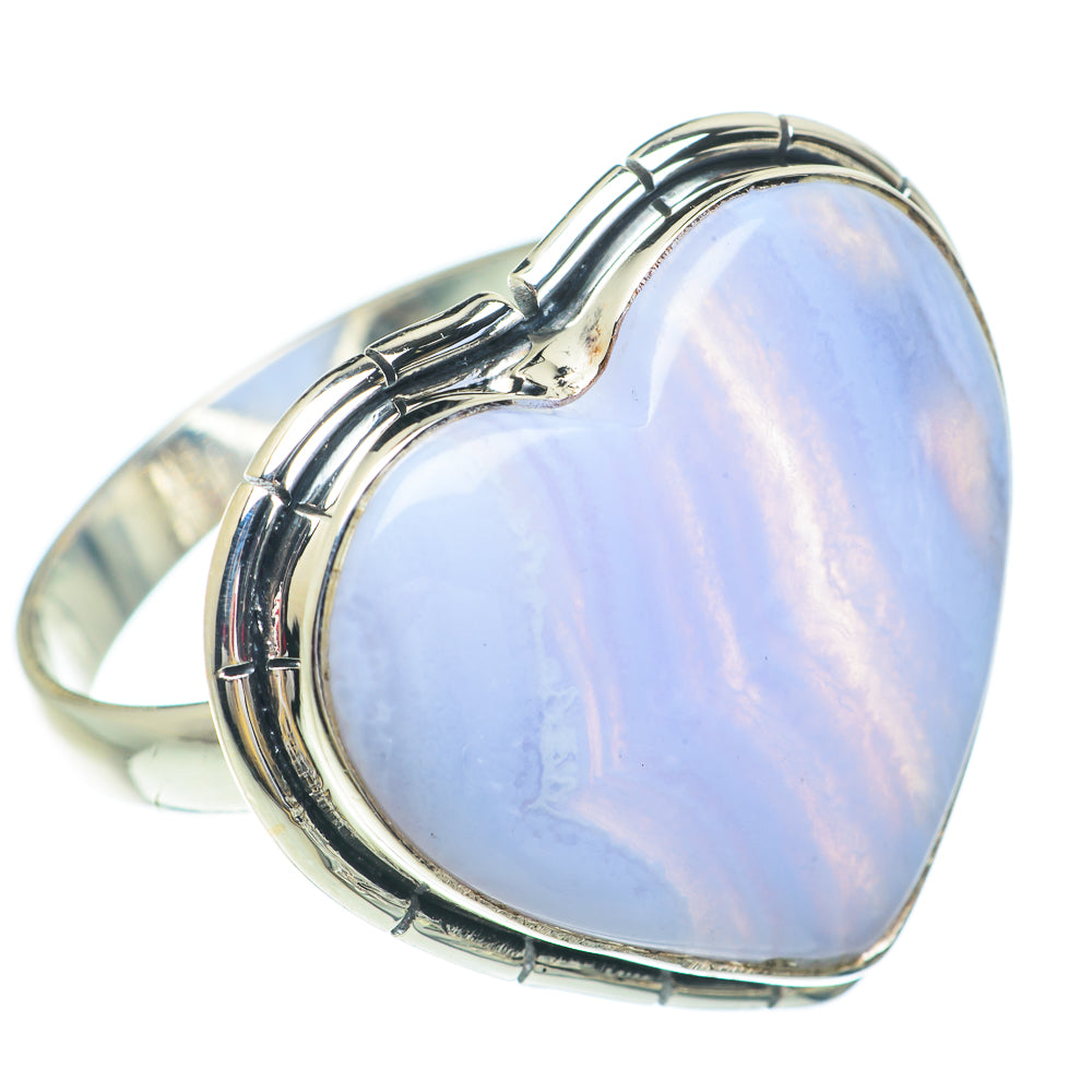Blue Lace Agate Rings handcrafted by Anasilvercos - RING65665