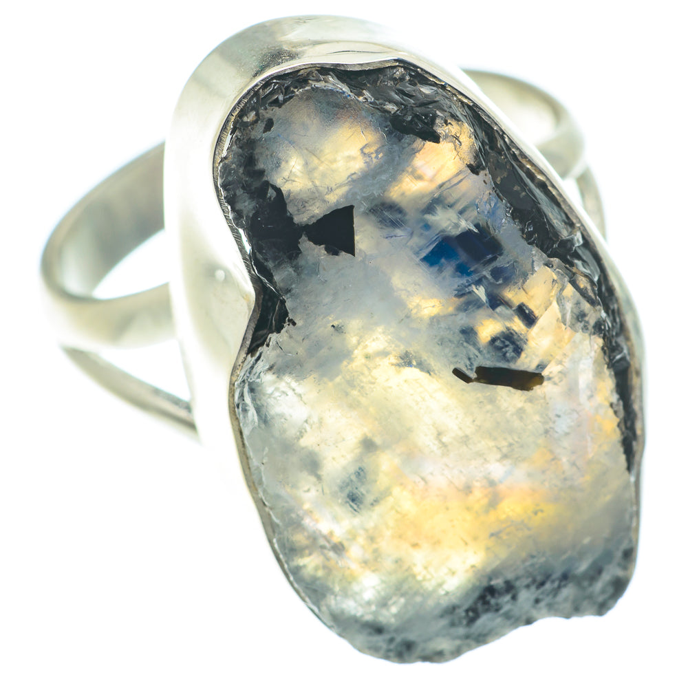 Rainbow Moonstone Rings handcrafted by Anasilvercos - RING65695