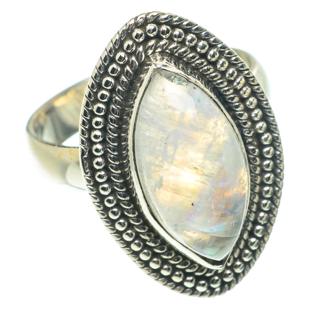 Rainbow Moonstone Rings handcrafted by Anasilvercos - RING65725