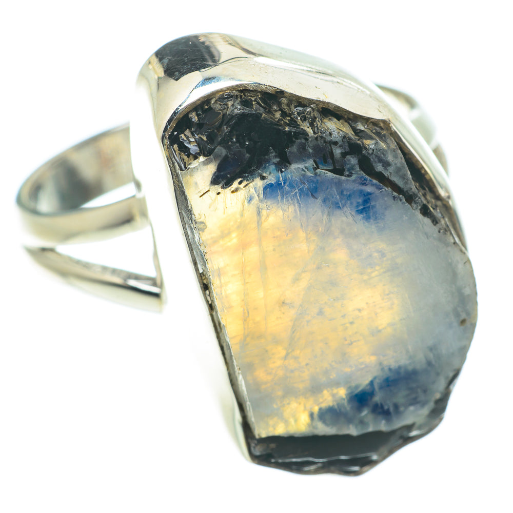 Rainbow Moonstone Rings handcrafted by Anasilvercos - RING65756