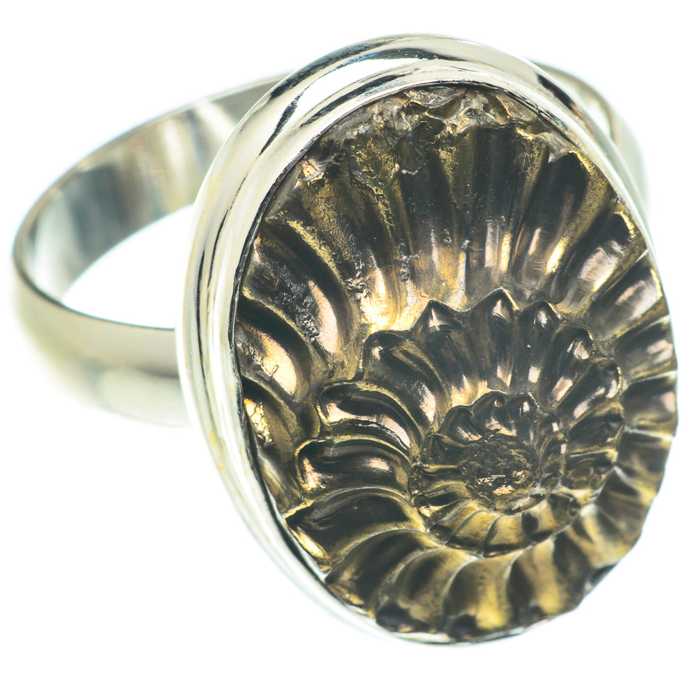Pyrite Fossil Rings handcrafted by Anasilvercos - RING65826