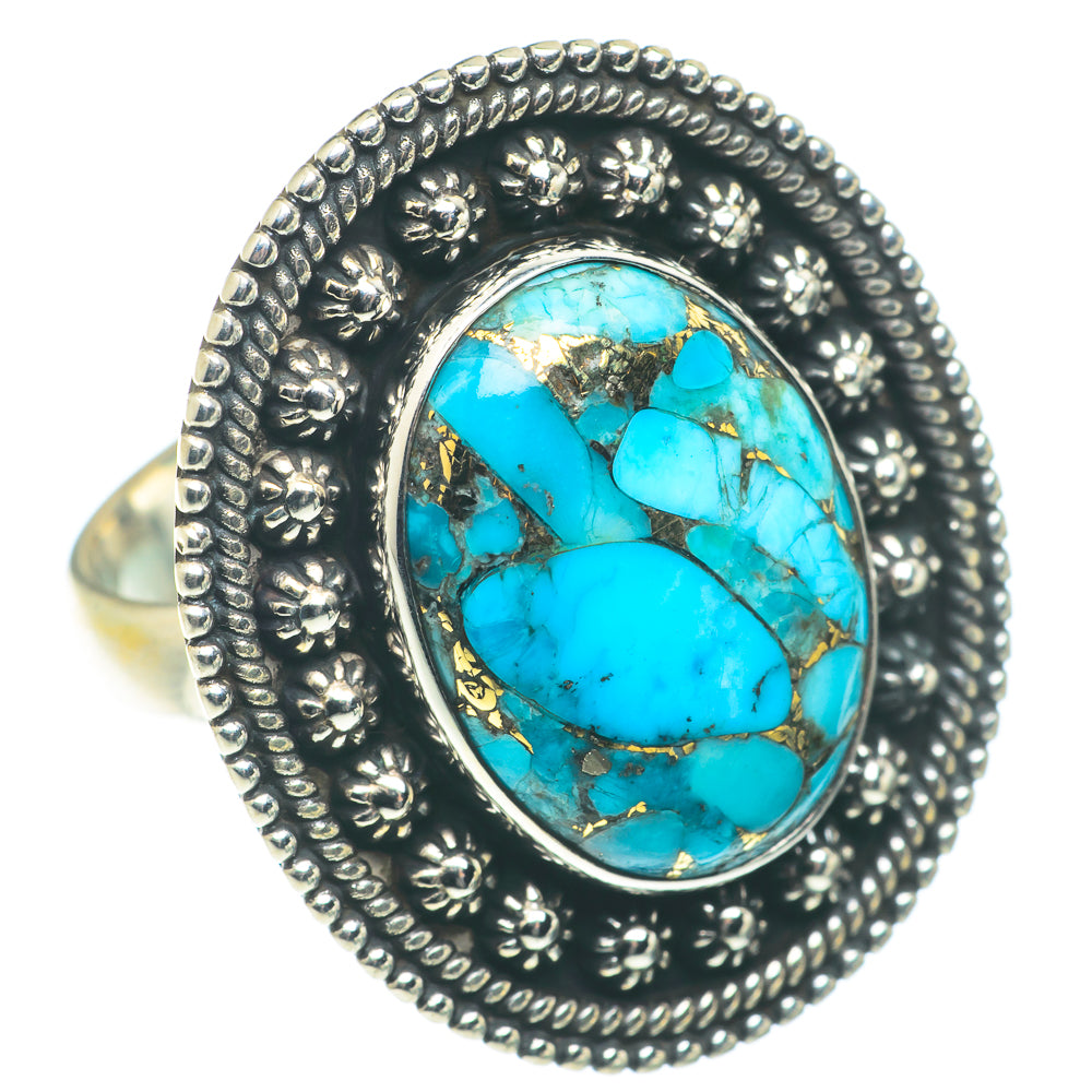 Blue Copper Composite Turquoise Rings handcrafted by Anasilvercos - RING65835