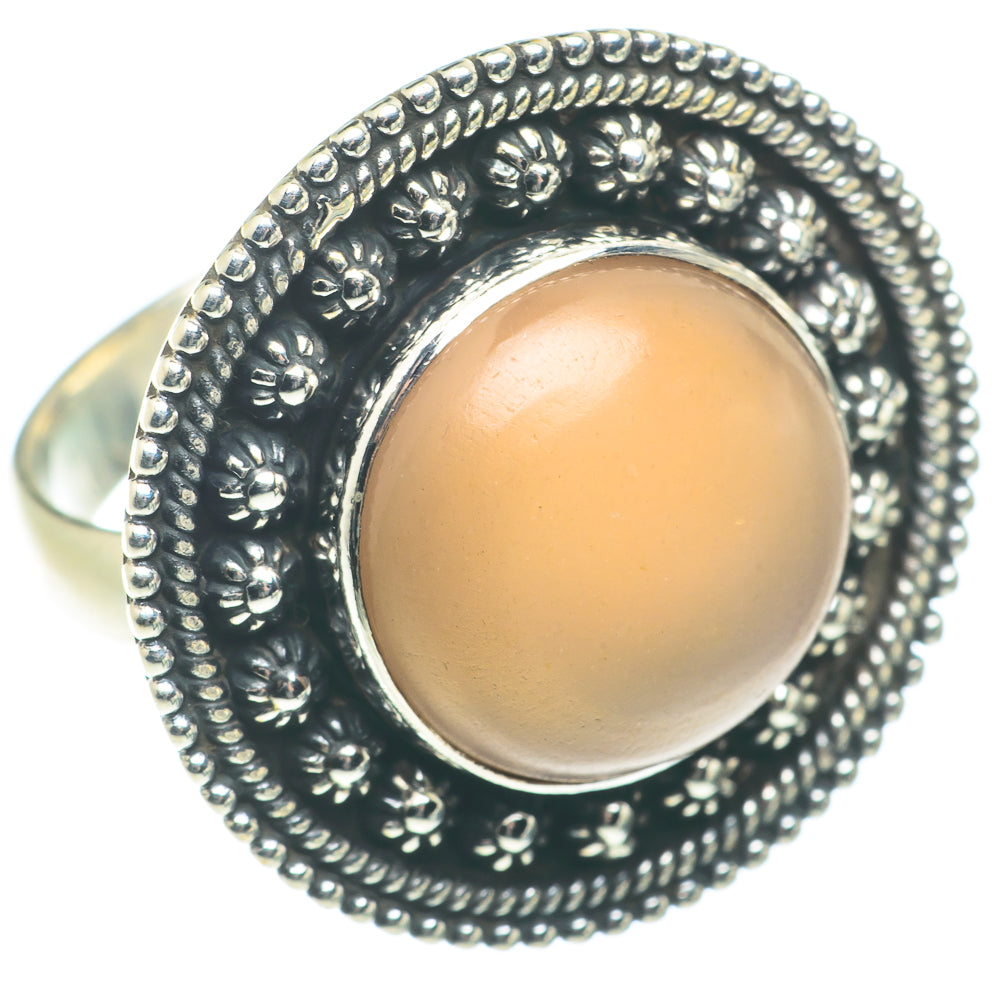 Peach Moonstone Rings handcrafted by Anasilvercos - RING65840