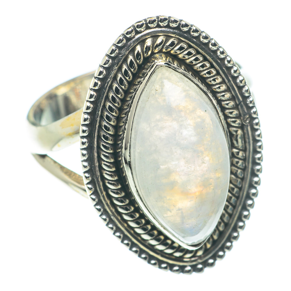 Rainbow Moonstone Rings handcrafted by Anasilvercos - RING65946