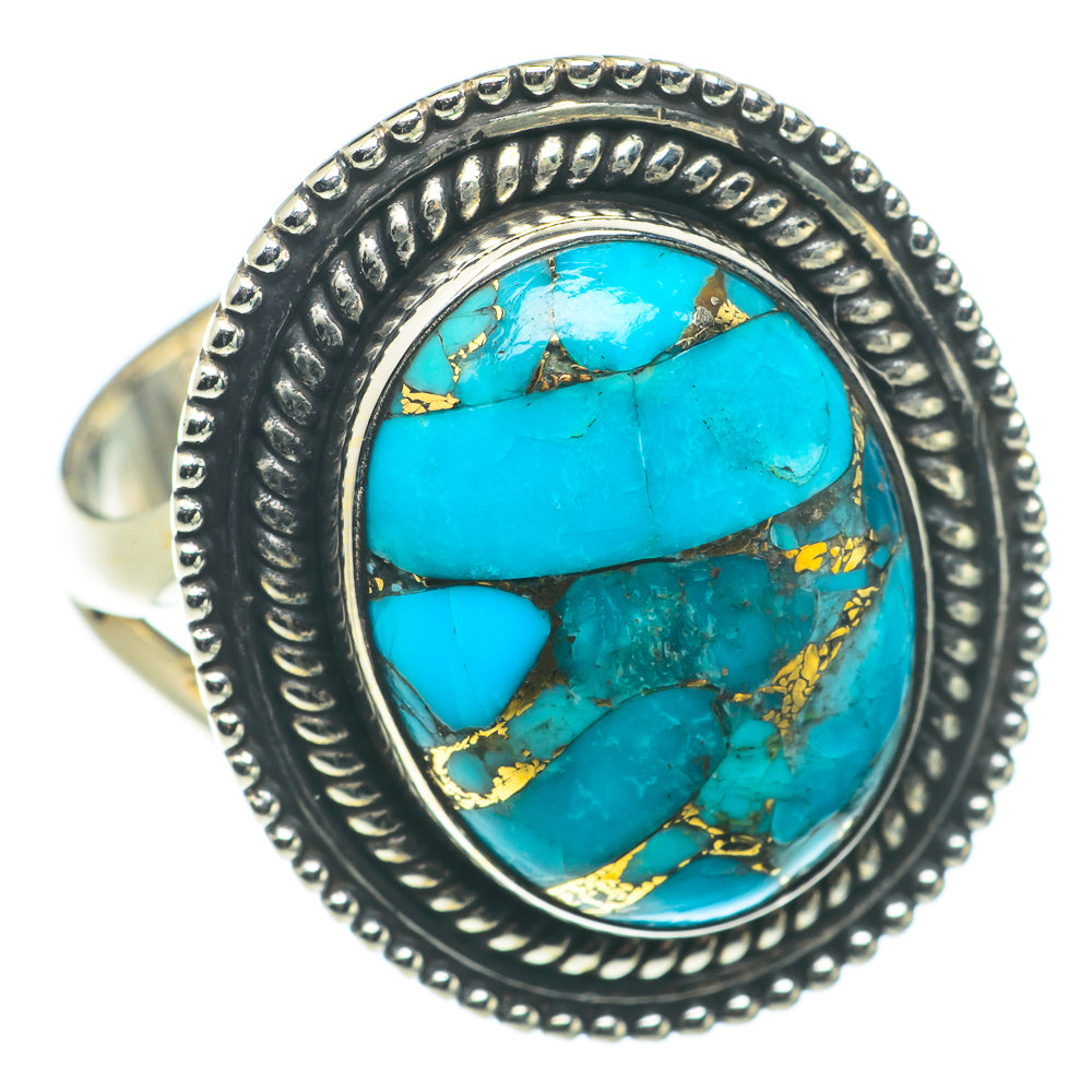 Blue Copper Composite Turquoise Rings handcrafted by Anasilvercos - RING65954