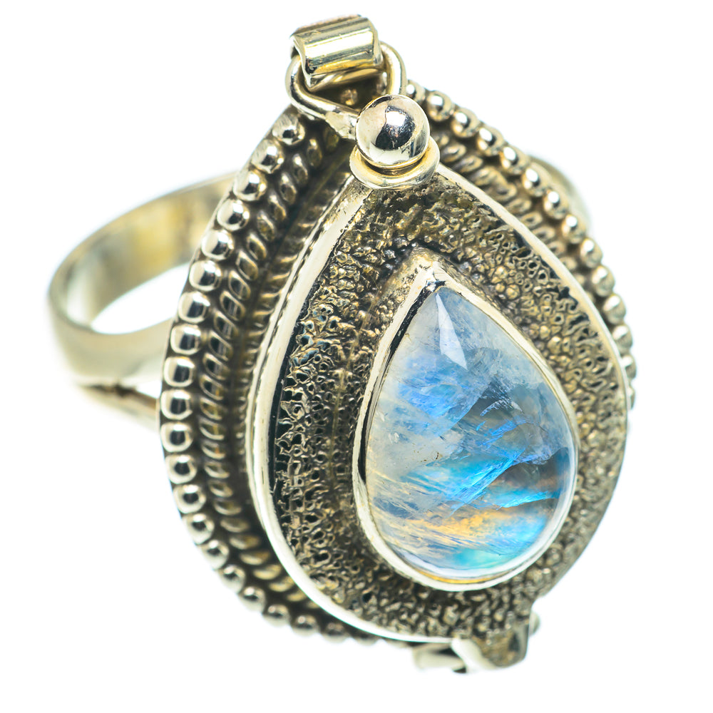 Rainbow Moonstone Rings handcrafted by Anasilvercos - RING66032