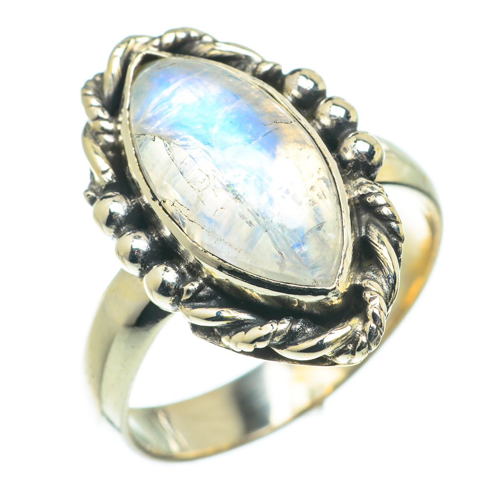 Rainbow Moonstone Rings handcrafted by Anasilvercos - RING66033