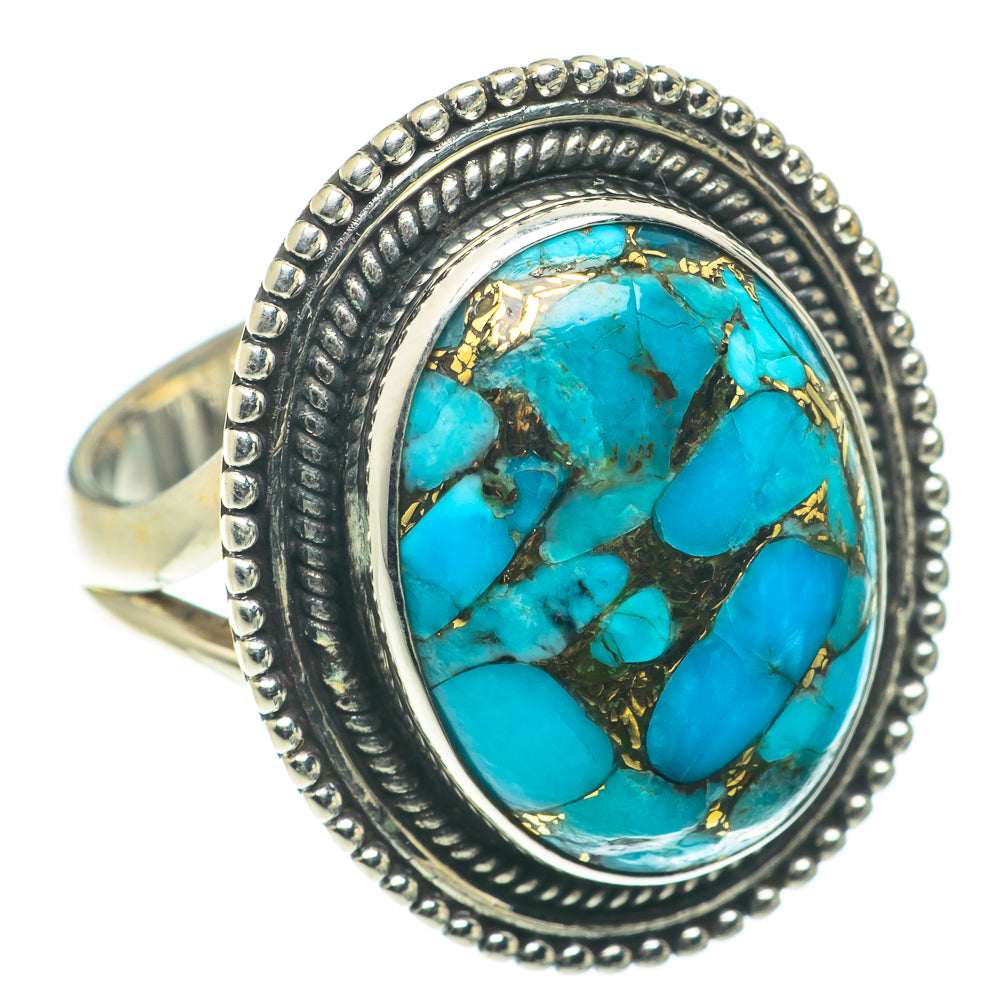 Blue Copper Composite Turquoise Rings handcrafted by Anasilvercos - RING66041