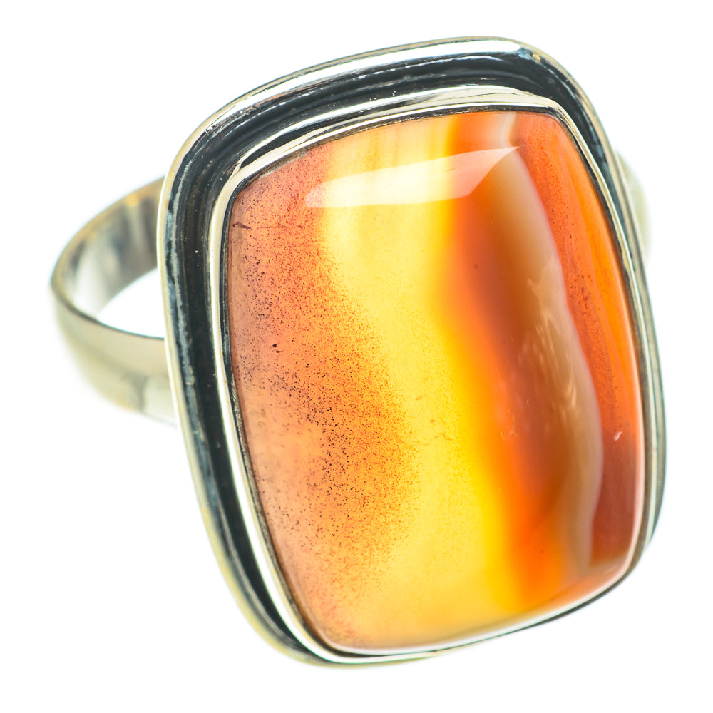 Orange Botswana Agate Rings handcrafted by Anasilvercos - RING66071