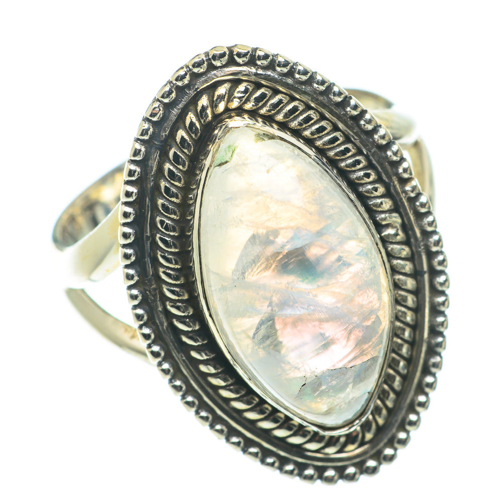 Rainbow Moonstone Rings handcrafted by Anasilvercos - RING66084