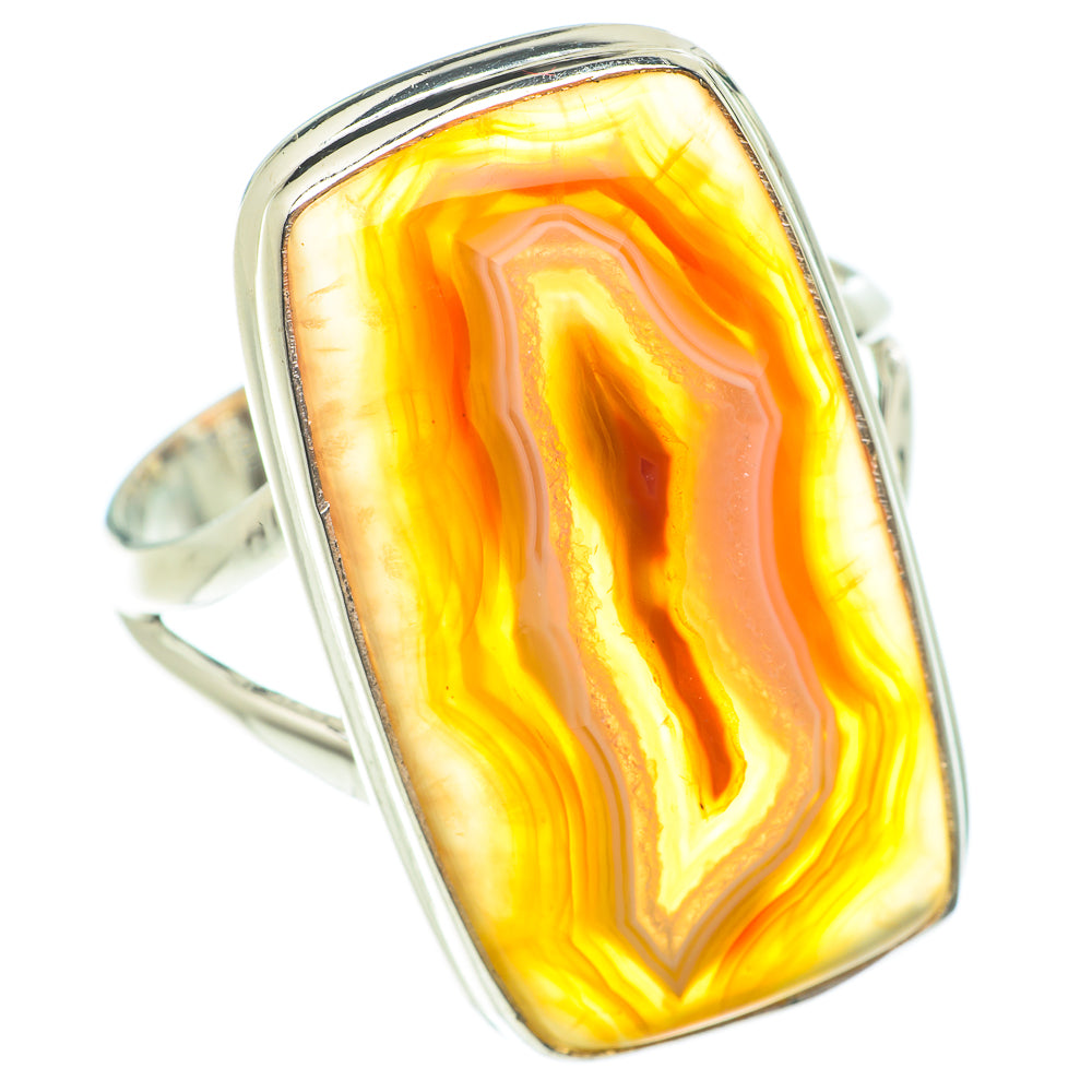 Orange Botswana Agate Rings handcrafted by Anasilvercos - RING66151