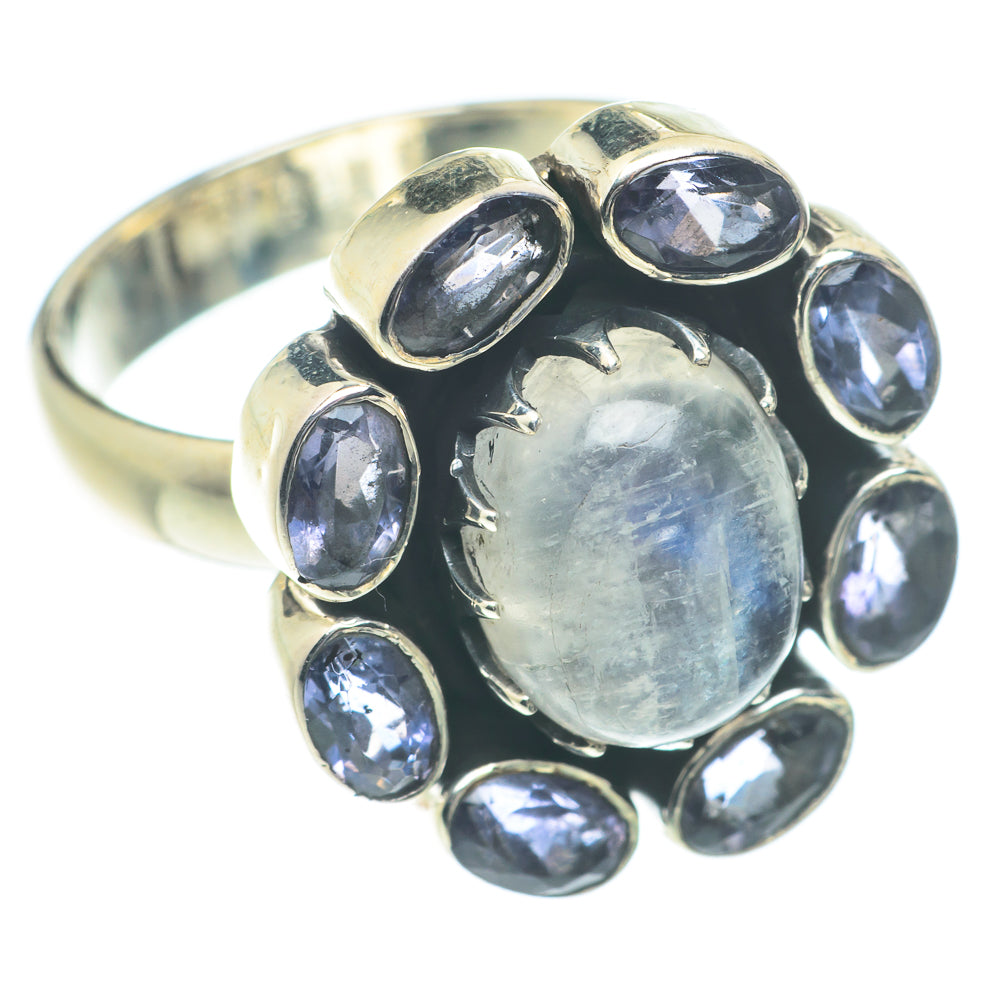 Rainbow Moonstone, Tanzanite Rings handcrafted by Anasilvercos - RING66230
