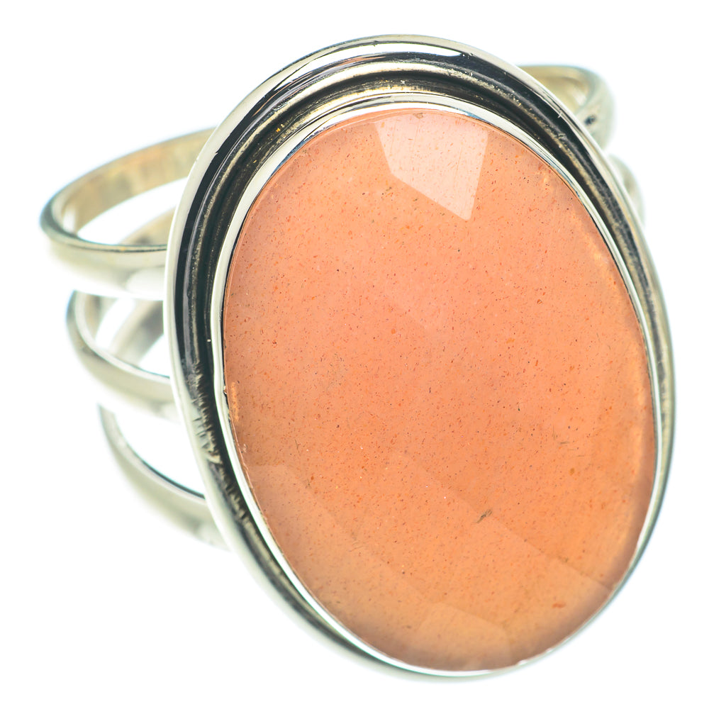 Peach Moonstone Rings handcrafted by Anasilvercos - RING66351