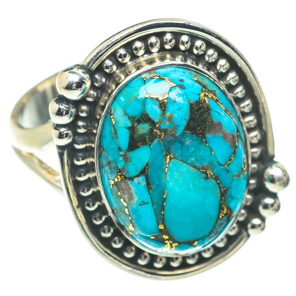 Blue Copper Composite Turquoise Rings handcrafted by Anasilvercos - RING66374