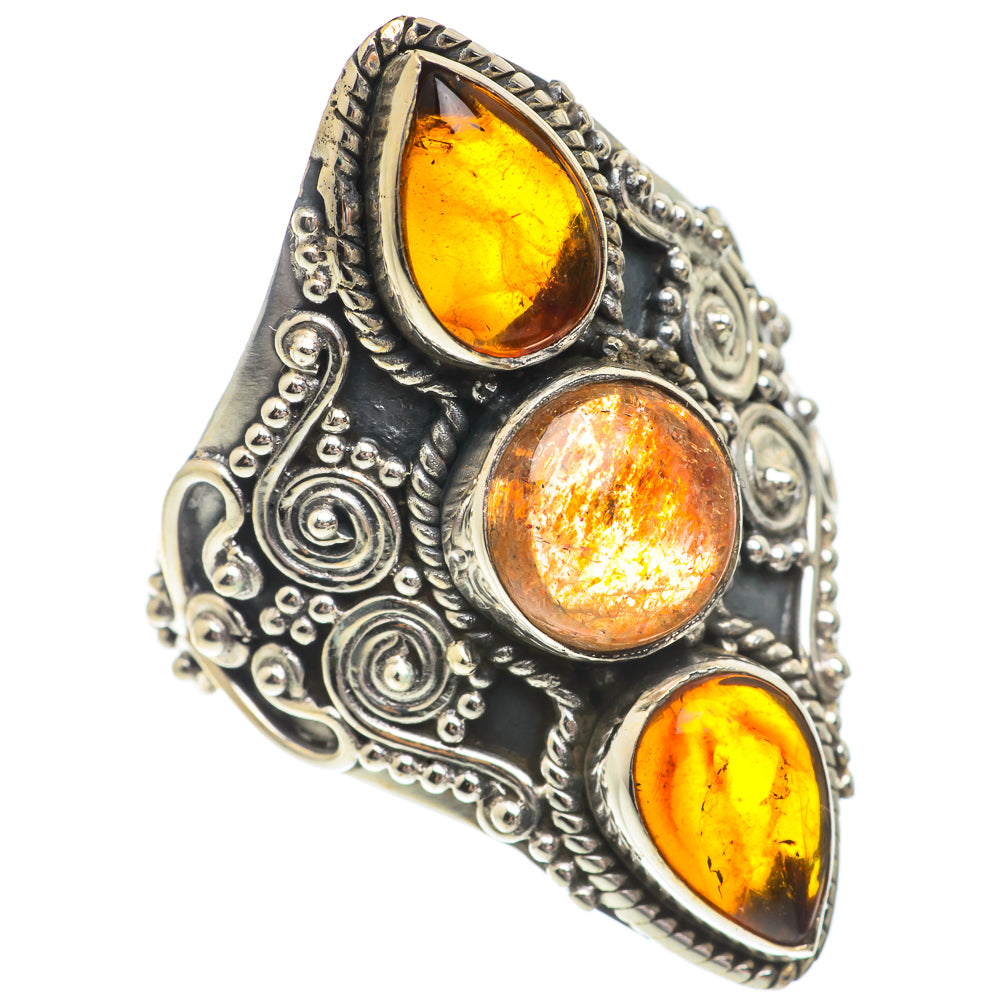 Sunstone, Baltic Amber Rings handcrafted by Anasilvercos - RING66418