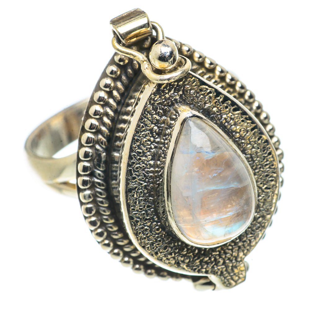 Rainbow Moonstone Rings handcrafted by Anasilvercos - RING66745