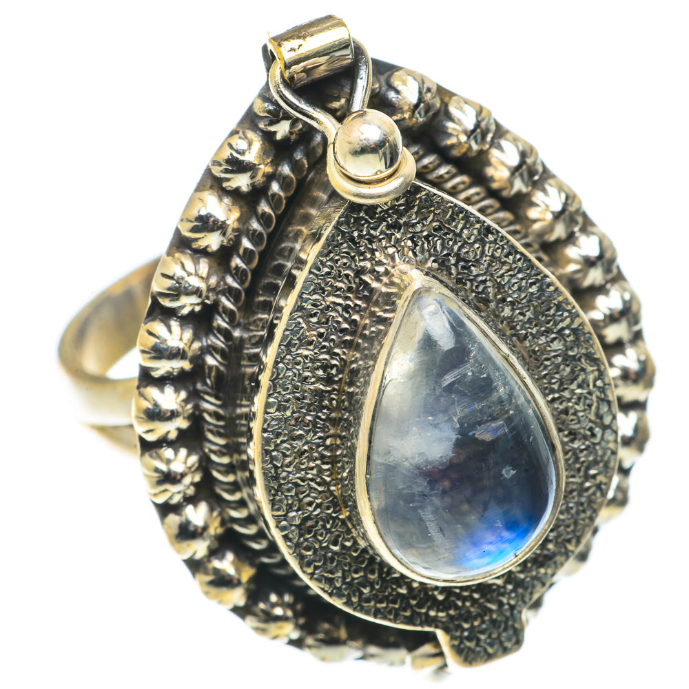 Rainbow Moonstone Rings handcrafted by Anasilvercos - RING66840