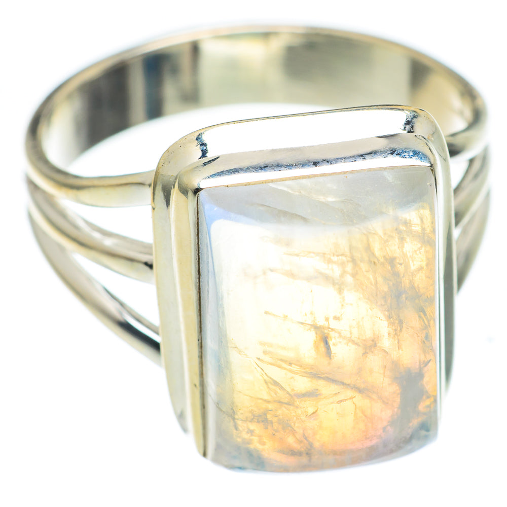 Rainbow Moonstone Rings handcrafted by Anasilvercos - RING66882