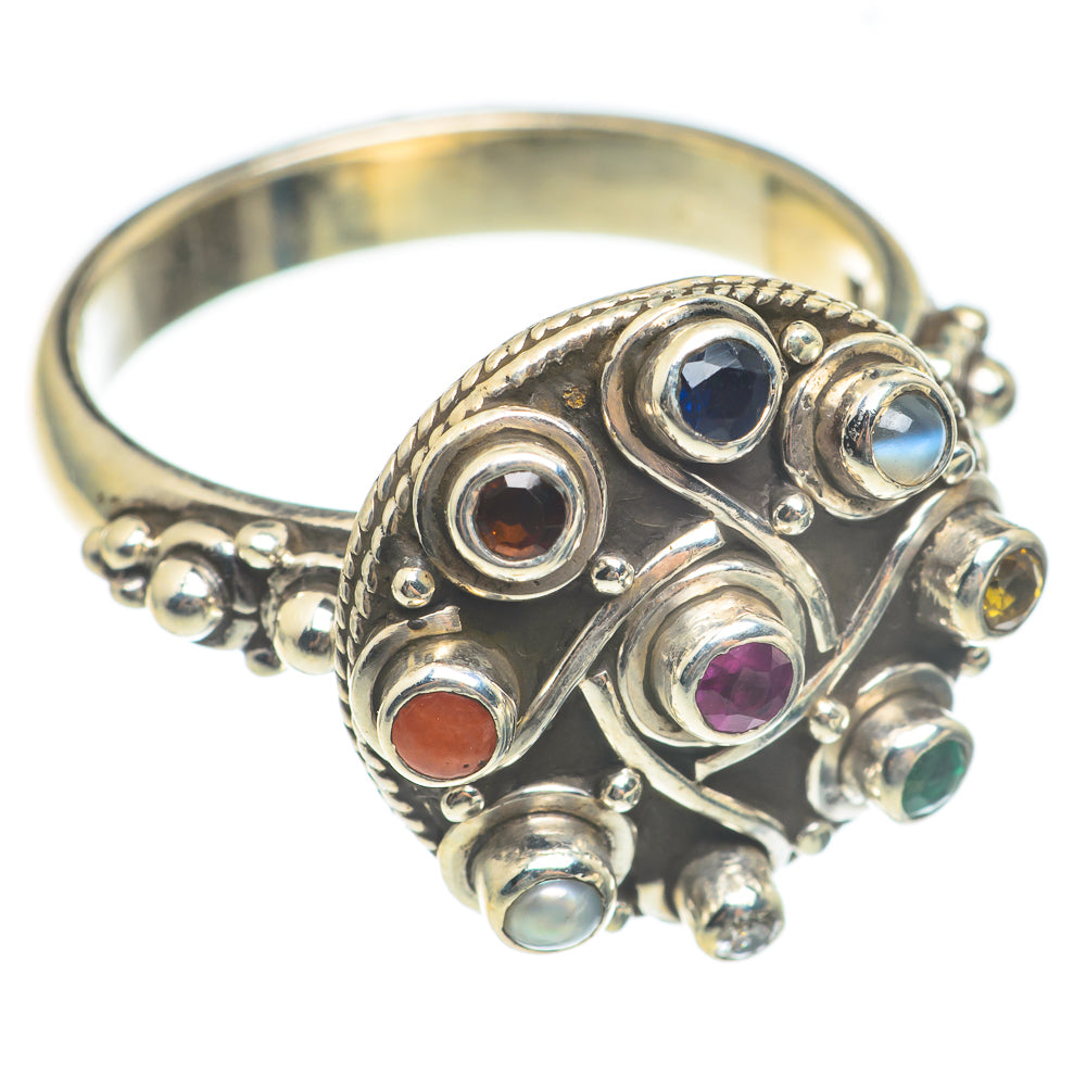 Multi-stone Rainbow Chakra Rings handcrafted by Anasilvercos - RING66912