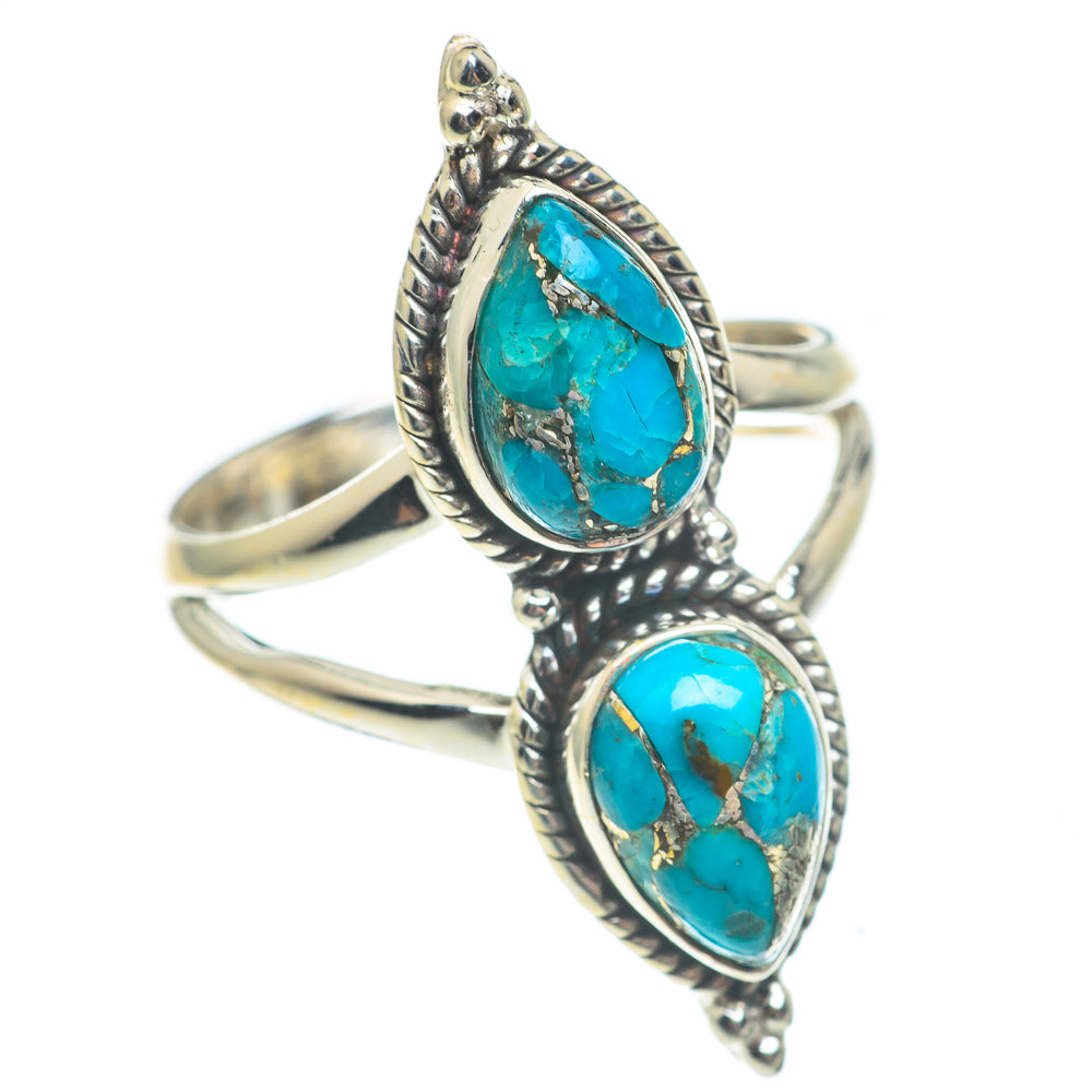 Blue Copper Composite Turquoise Rings handcrafted by Anasilvercos - RING66941