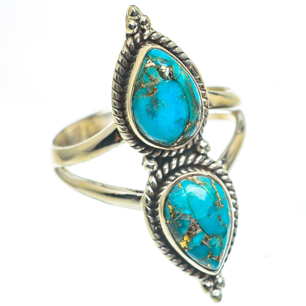 Blue Copper Composite Turquoise Rings handcrafted by Anasilvercos - RING67010