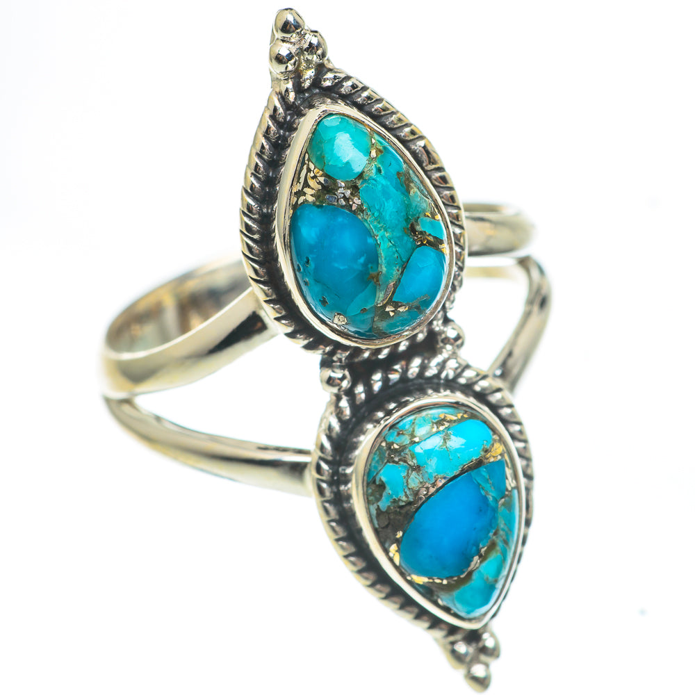 Blue Copper Composite Turquoise Rings handcrafted by Anasilvercos - RING67028