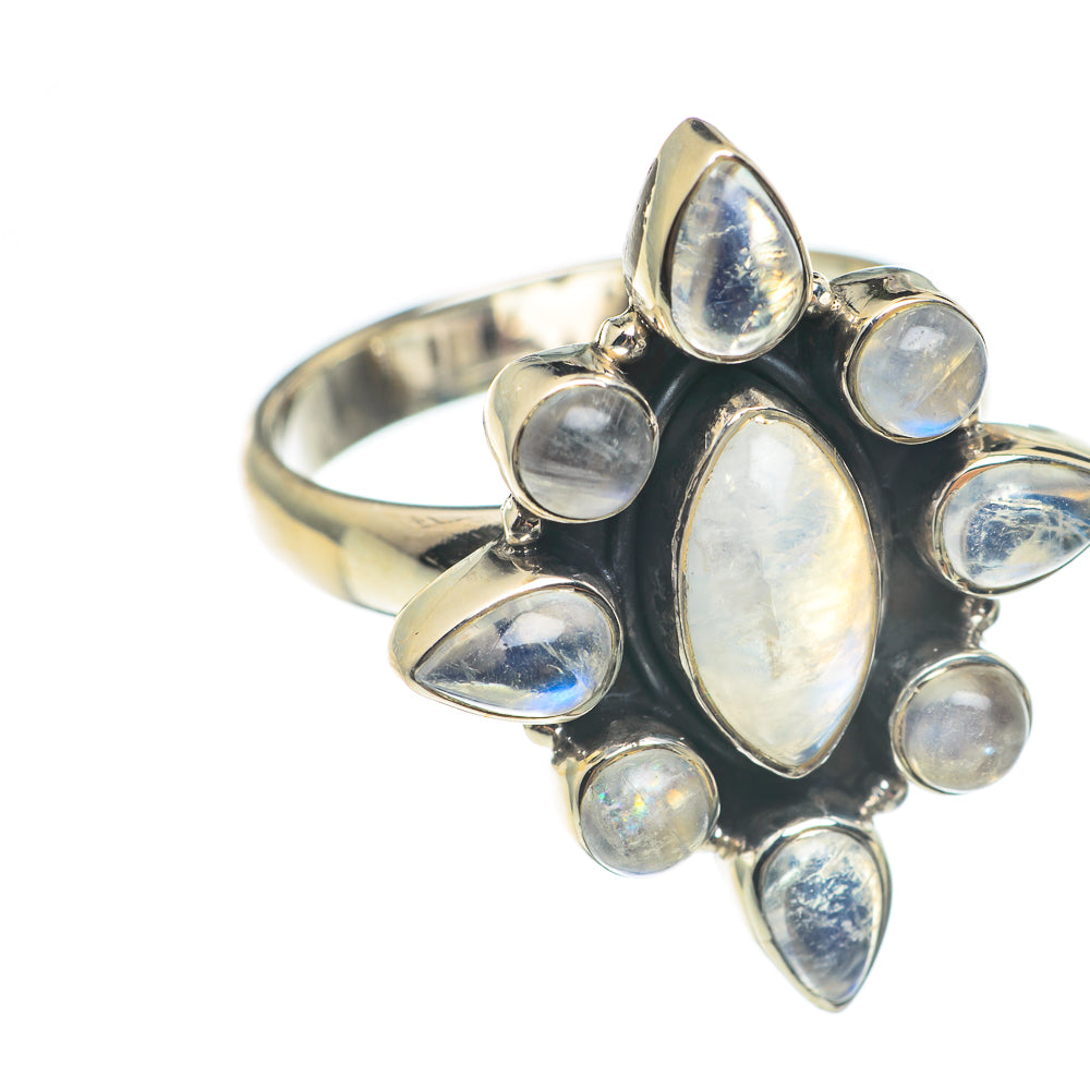Rainbow Moonstone Rings handcrafted by Anasilvercos - RING67044