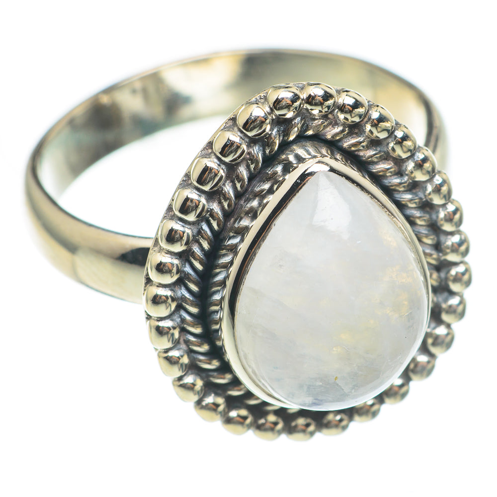 Rainbow Moonstone Rings handcrafted by Anasilvercos - RING67061