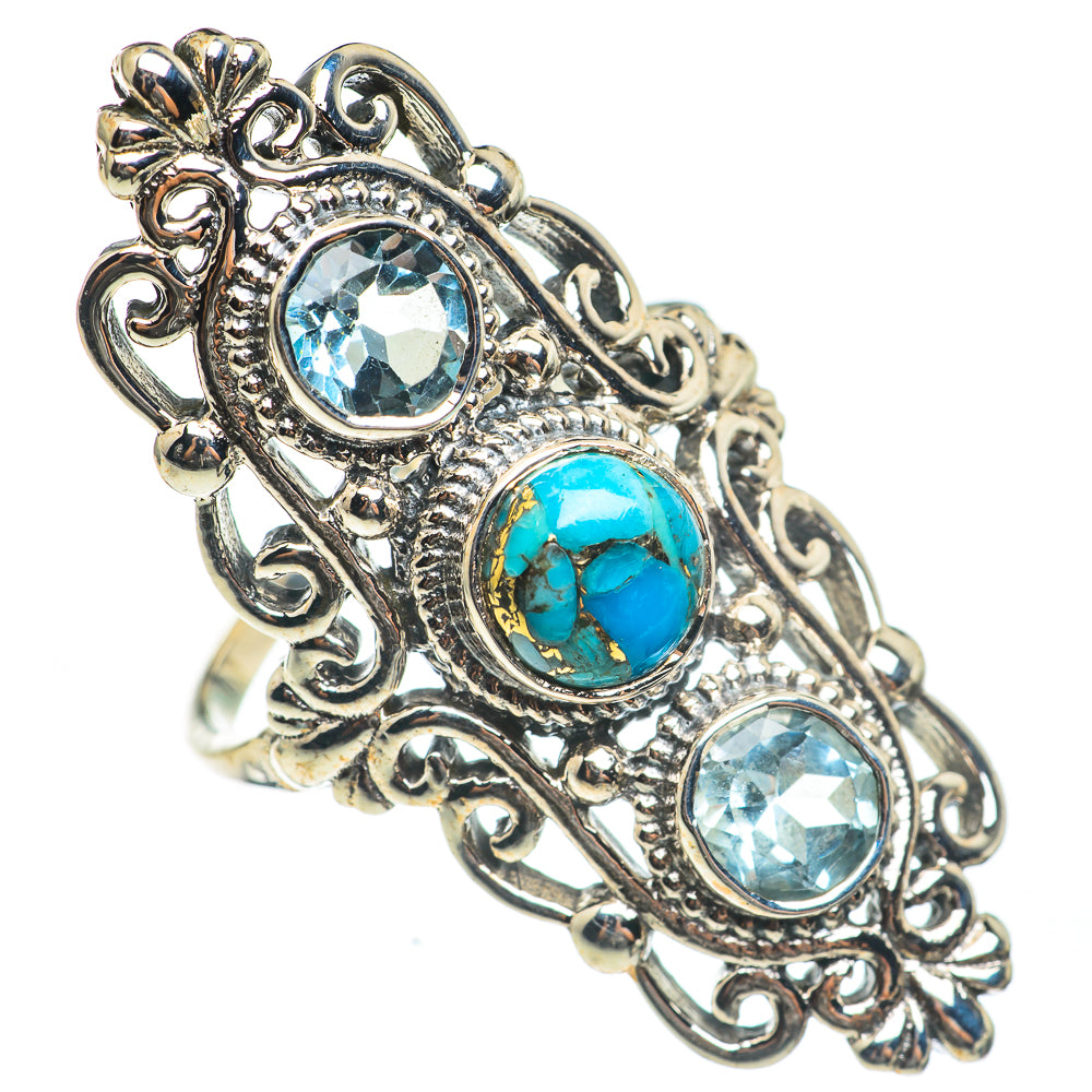 Blue Copper Composite Turquoise Rings handcrafted by Anasilvercos - RING67118