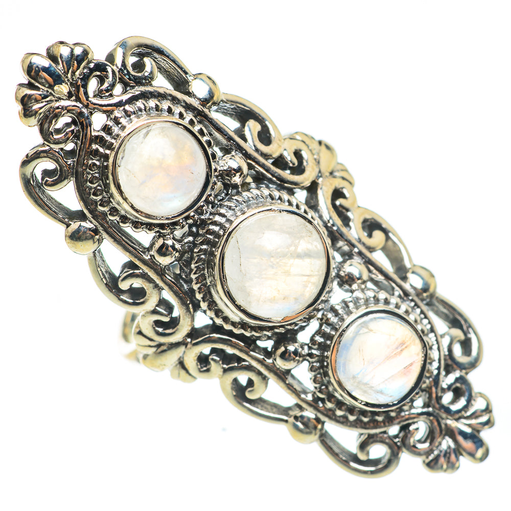 Rainbow Moonstone Rings handcrafted by Anasilvercos - RING67132