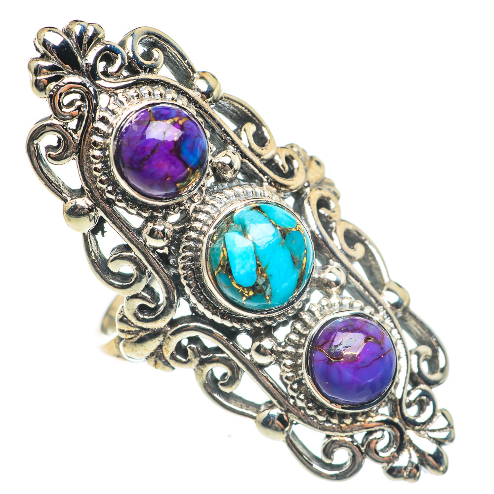 Blue Copper Composite Turquoise Rings handcrafted by Anasilvercos - RING67134