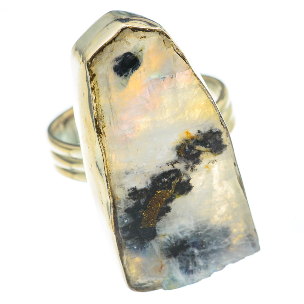 Rainbow Moonstone Rings handcrafted by Anasilvercos - RING67150