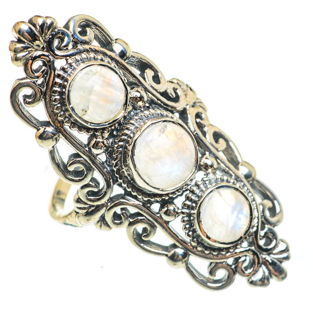 Rainbow Moonstone Rings handcrafted by Anasilvercos - RING67151